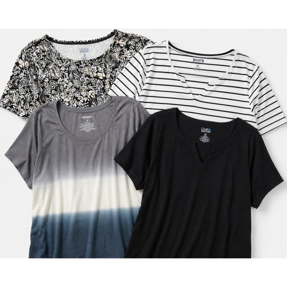 Croft & Barrow / Duluth / Sonoma Plus Size Top Bundle (3X–4X) – 4 Pieces